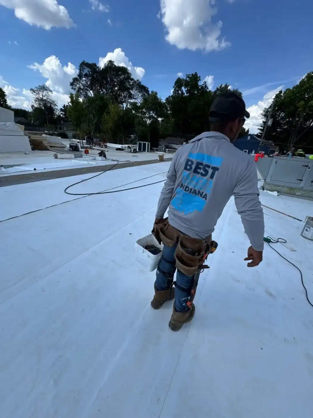 Tarping and dry-in on a Crothersville commercial roof